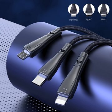 mcdodo Mamba Series 3 in 1 Lightning+Micro USB+Type-c Ladekabel 1.2m Smartphone-Kabel