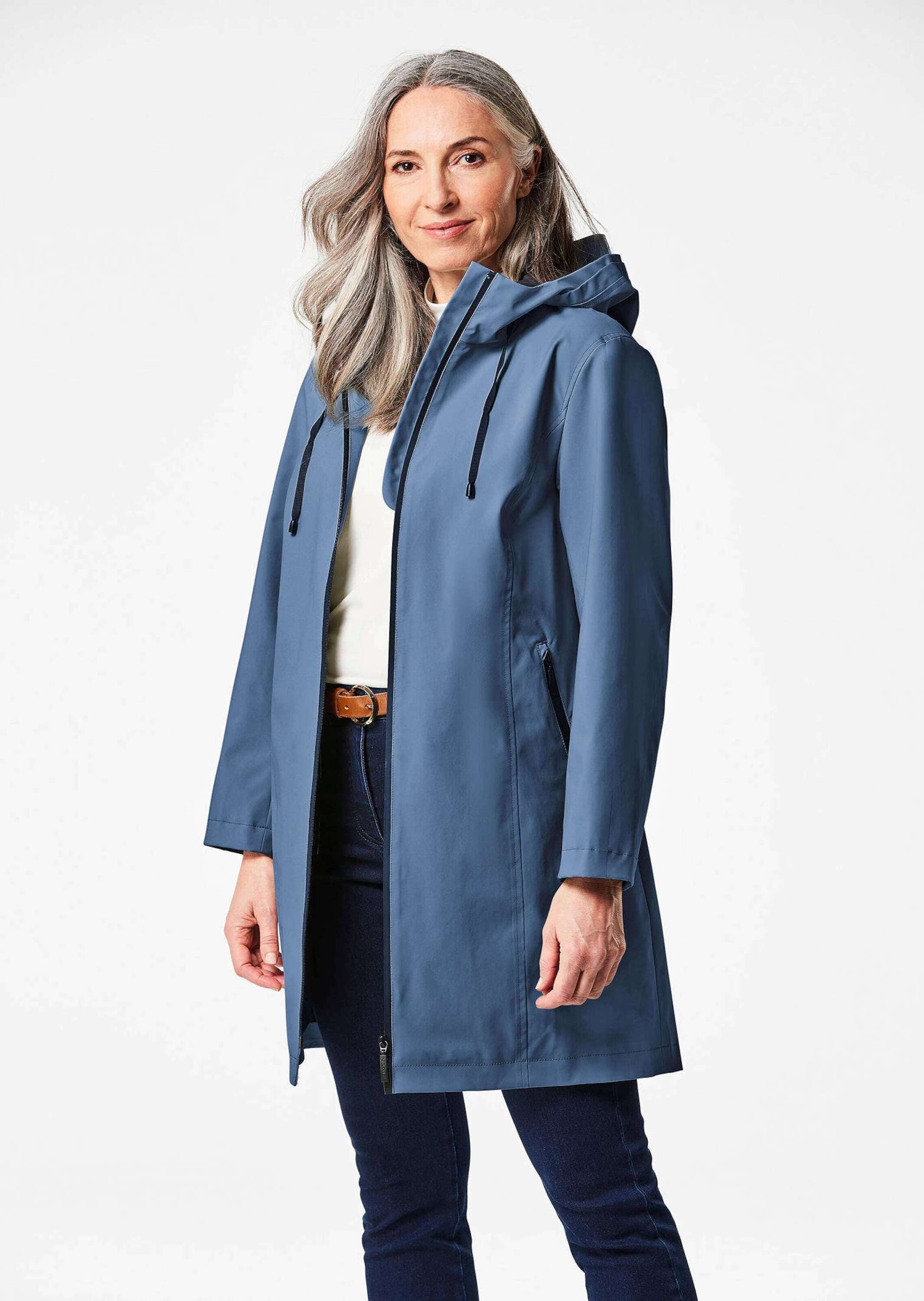 GOLDNER Funktionsjacke Wetterfeste Regenjacke mit Kapuze Reflektierende Kapuzenjacke mit Reißverschluss, Gehschlitz, Langarm