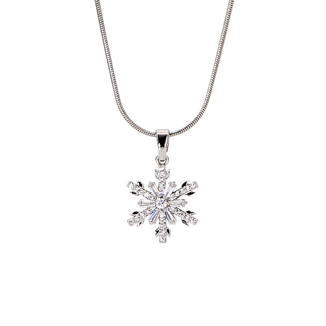 ELLAWIL Kette mit Кулон Halskette mit Schneekristall Кулон Edelstahlkette Schlangenkette (Kettenlänge 40 cm, verlängerbar um 5 cm, Edelstahl), inklusive Geschenkschachtel