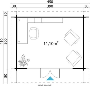 LASITA MAJA Gartenhaus SUSSEX, BxT: 410x320 cm, (Set, inkl. Fussbodenbretter zum verlegen)