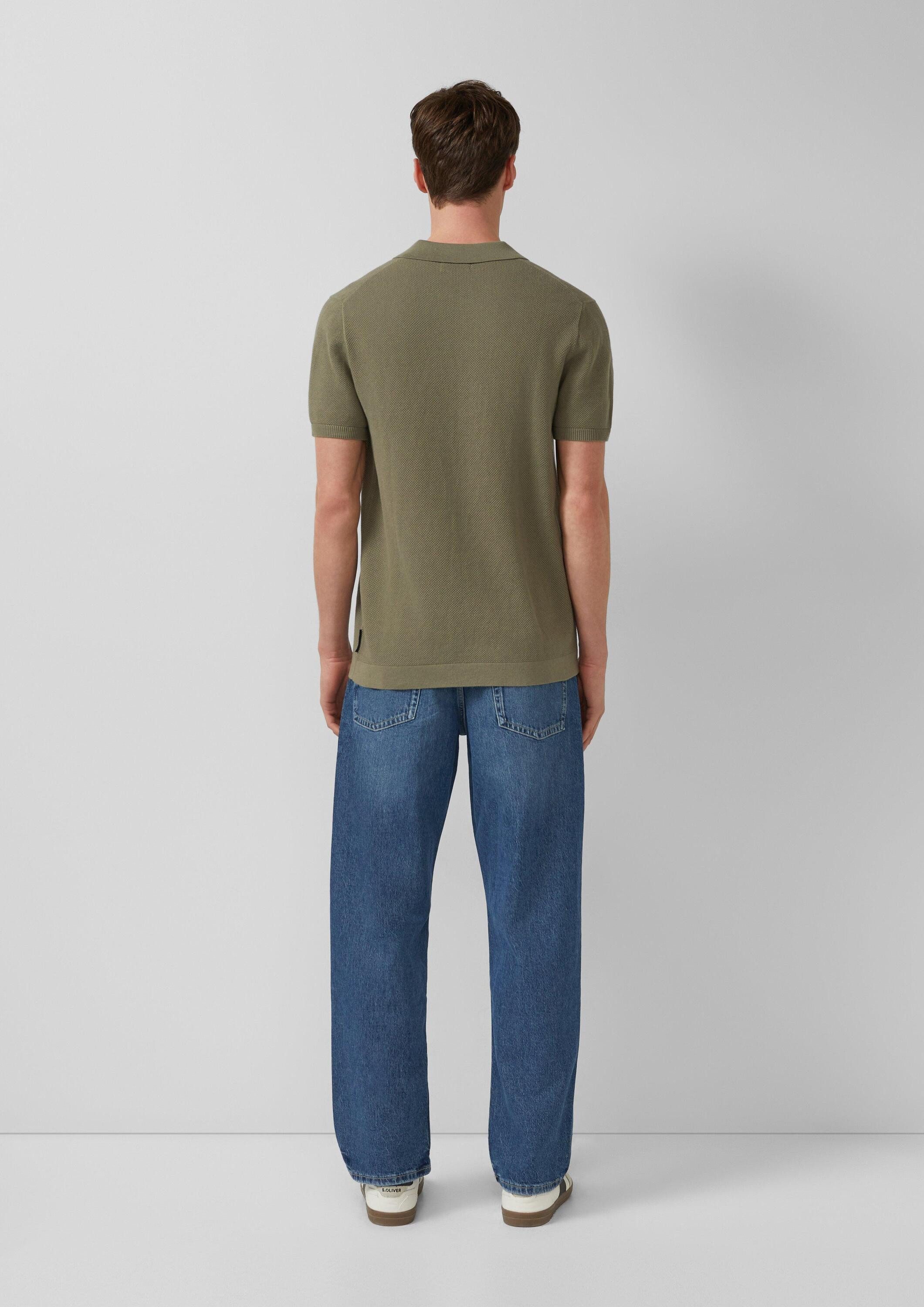 s.Oliver Kurzarmpullover Strickpullover Strukturiertes Strick-Poloshirt