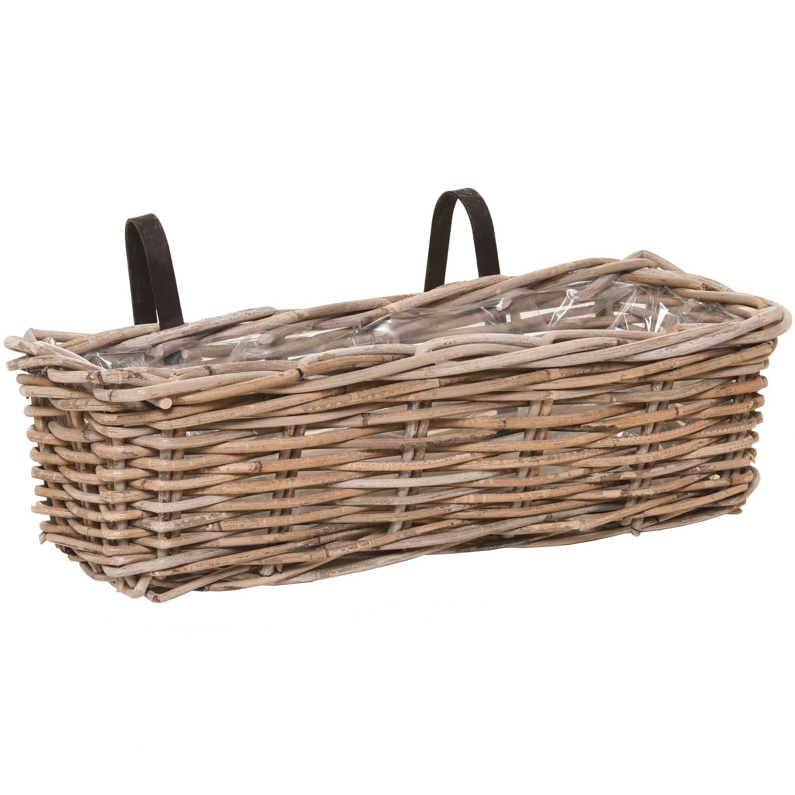 VIVANNO Balkonkasten Rattan SACADA Kasten - Natur Geflochten (1 St), 46x18x14 cm
