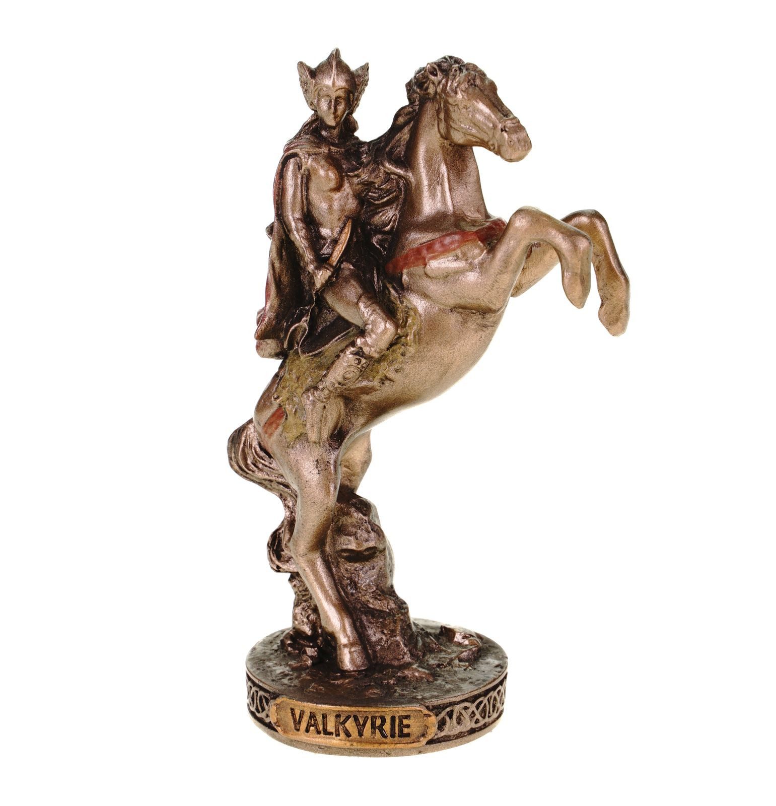 Dekofigur Miniatur Figur germanische Walküre auf Pferd -handbemalt by Veronese