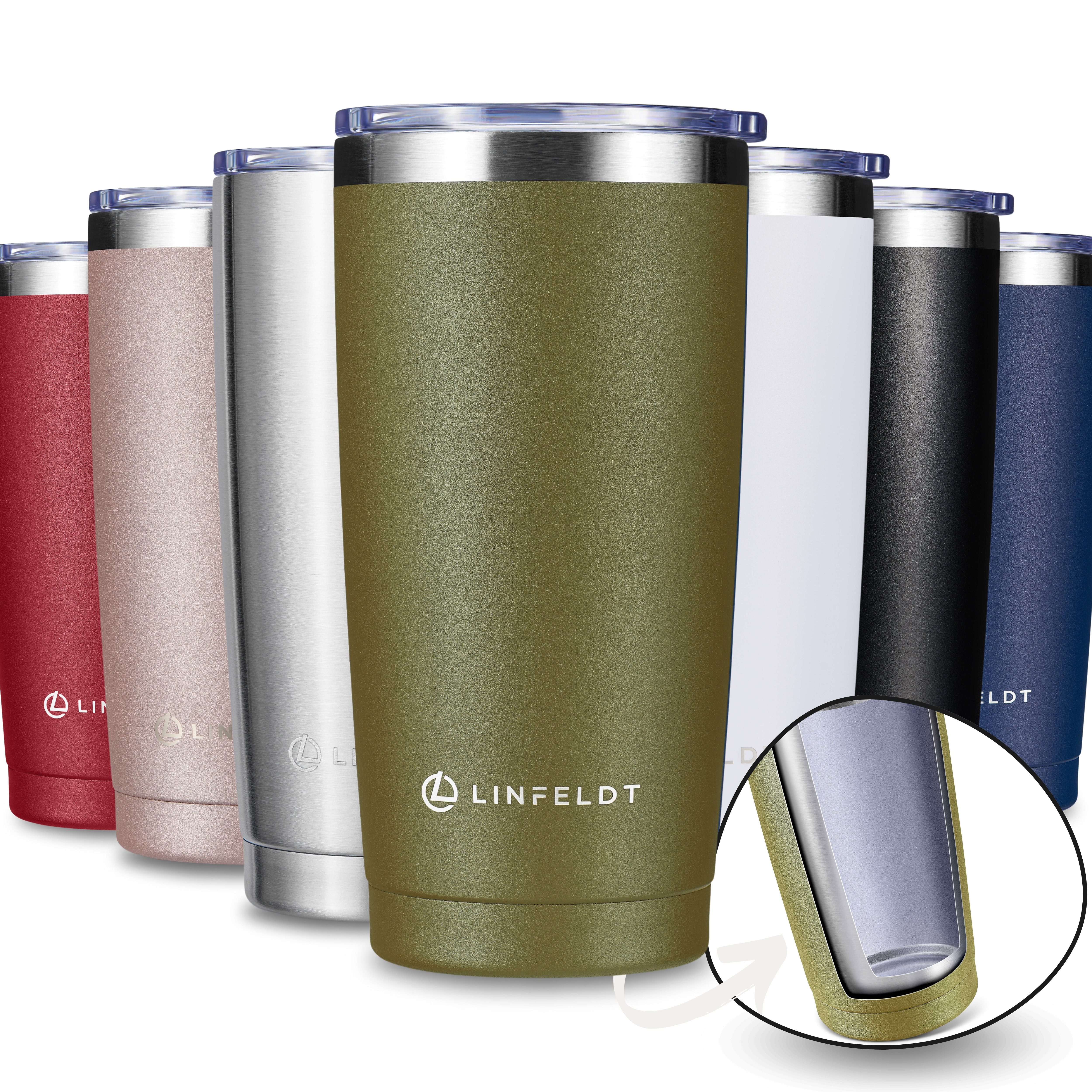 Thermobecher 590ml Tumbler mit Kunststoffdeckel & Gummidichtung - 1H+ Heiß & Kalt