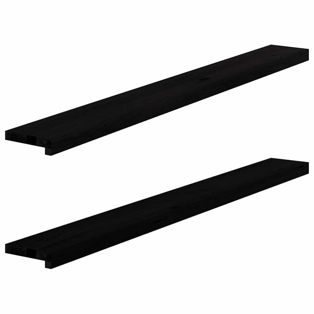 vidaXL Fensterbank Fensterbänke 2 Stk Dunkelbraun 140x15x2 cm Massivholz Eiche