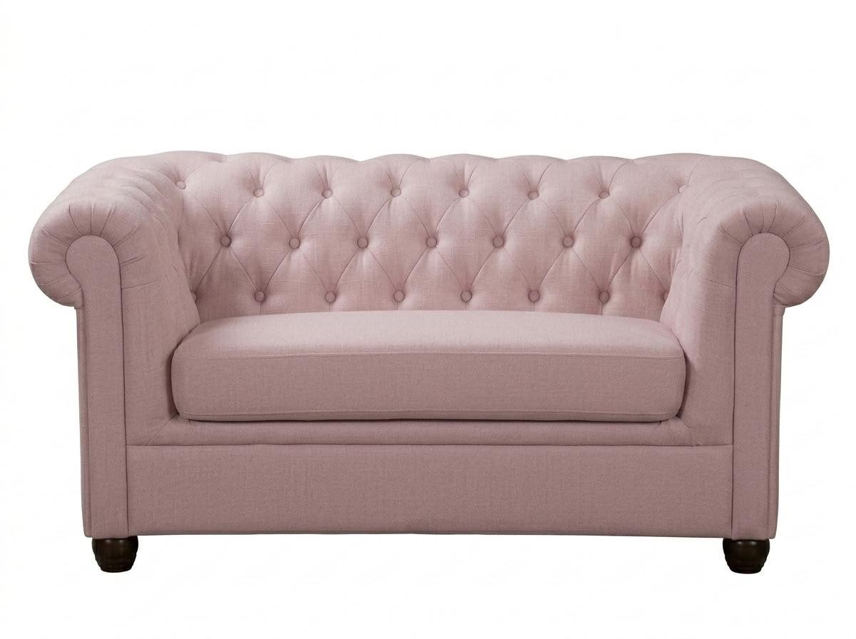 JVmoebel Chesterfield-Sofa Hellrosa Chesterfield 2-Sitzer Schlafsofa Gesteppt, 1 Teile, Made in Europa