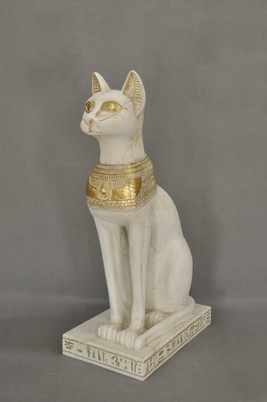JVmoebel Dekofigur Design Ägyptische Katze Figur Statue Skulptur Figuren Deko Weiß Sofort (1 St., 1x Skulptur)