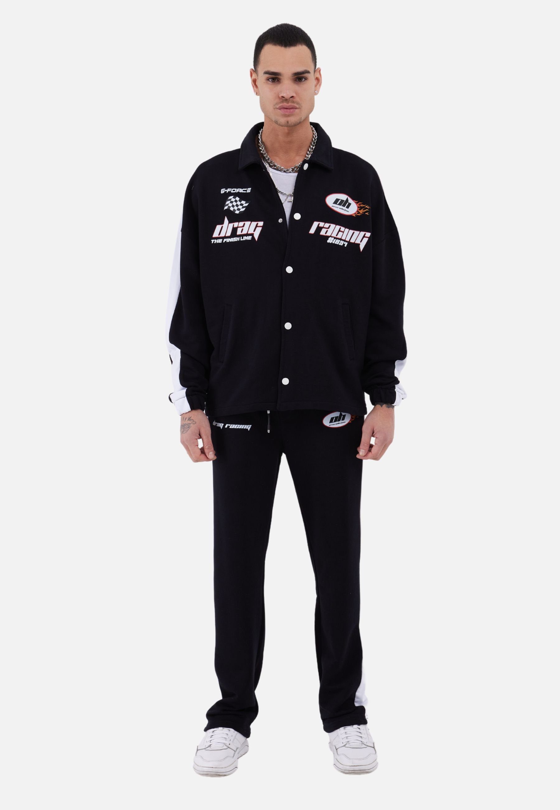 OSSY HOMER Trainingsanzug Set Drag Racing Freizeit Unisex Oversize Schwarz