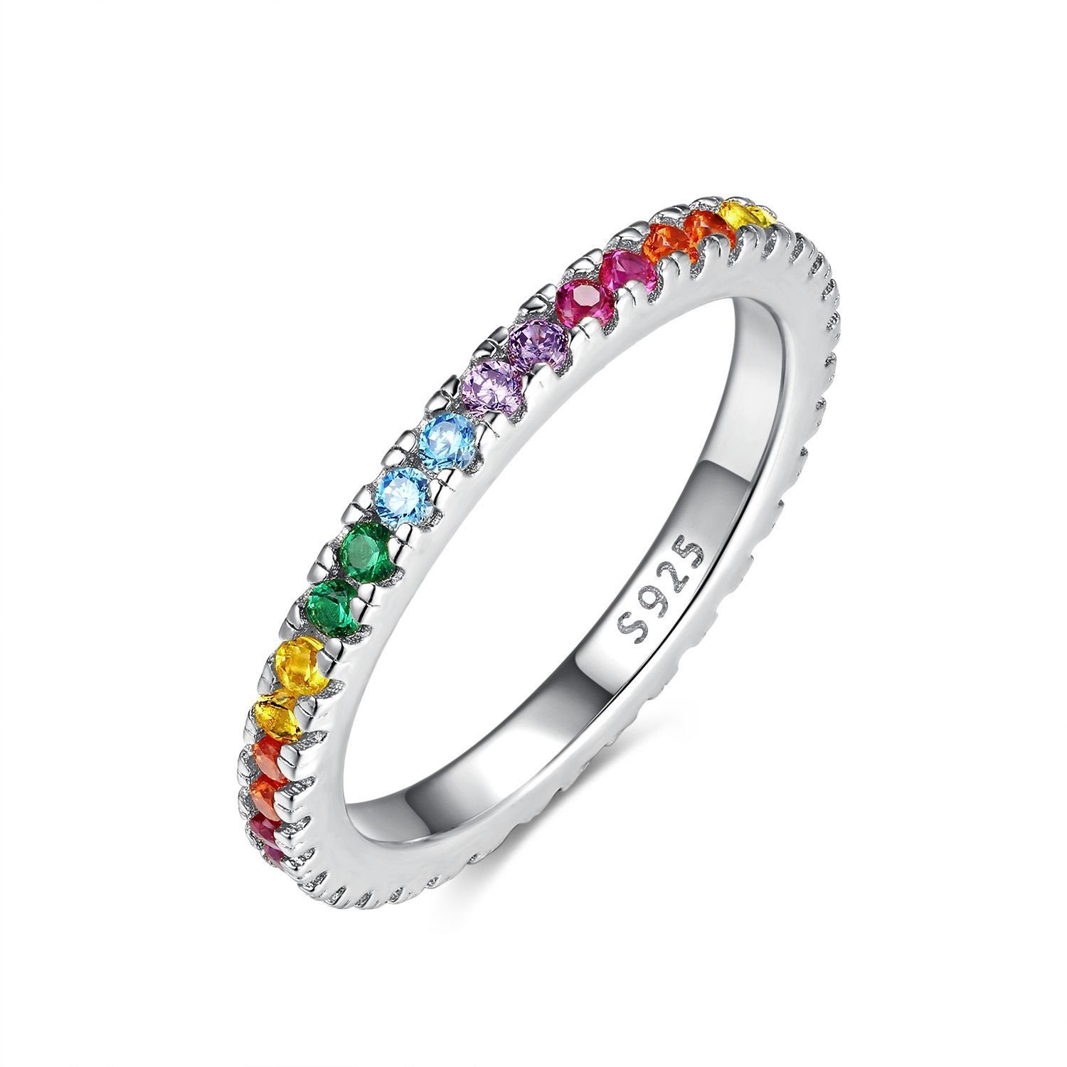 Lisandra Scott Silberring Eternity Ring 925 Silber »Bunte Zirkonia Steine« Regenbogen Rainbow, Ein Ring voller Farbe & Gefühl - funkelnd, bunt, bedeutungsvoll