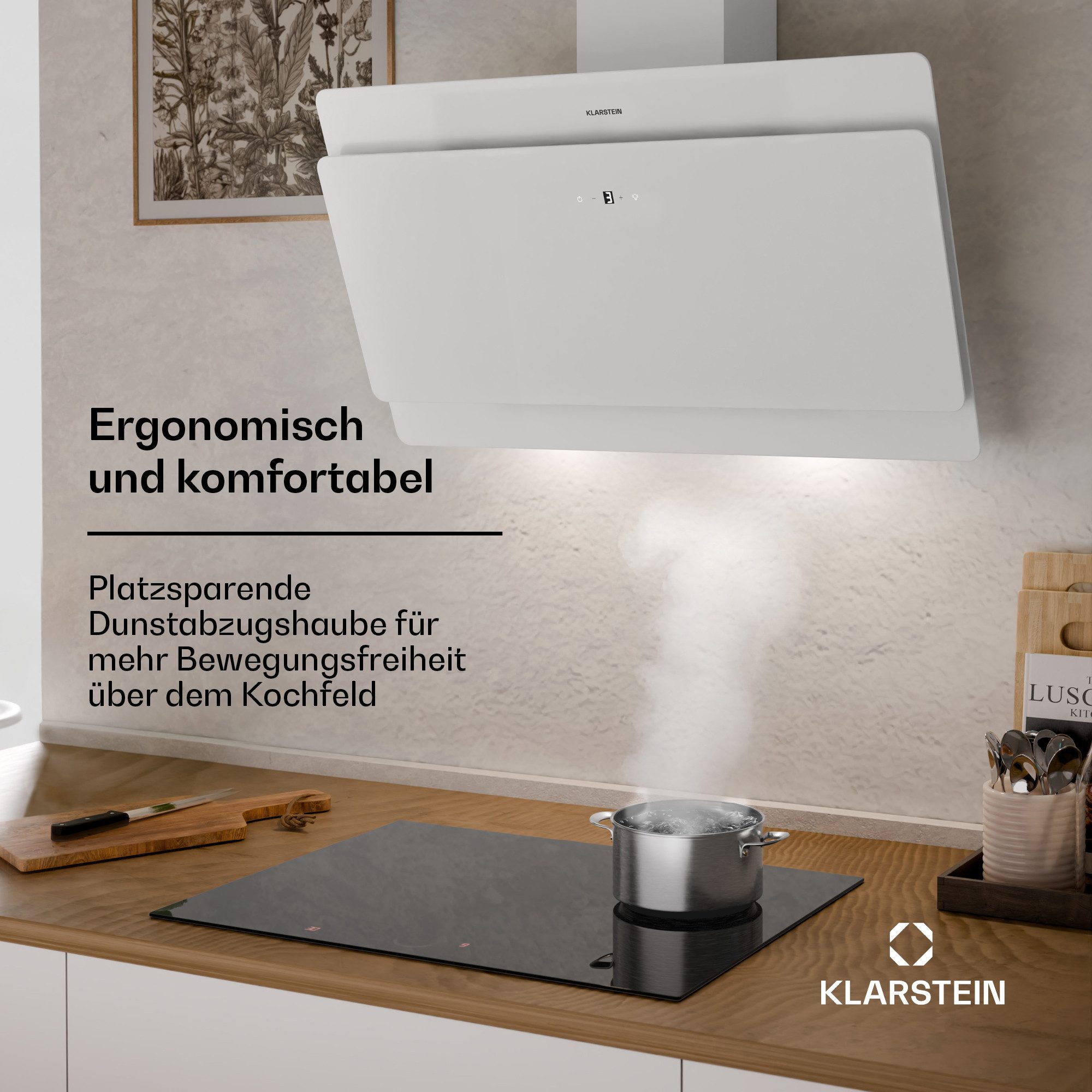 Klarstein Deckenhaube Aurica 90 Abzugshaube kopffrei Abluft Haube Umluft Umlufthaube Kopffreihaube – Bild 3 von 5