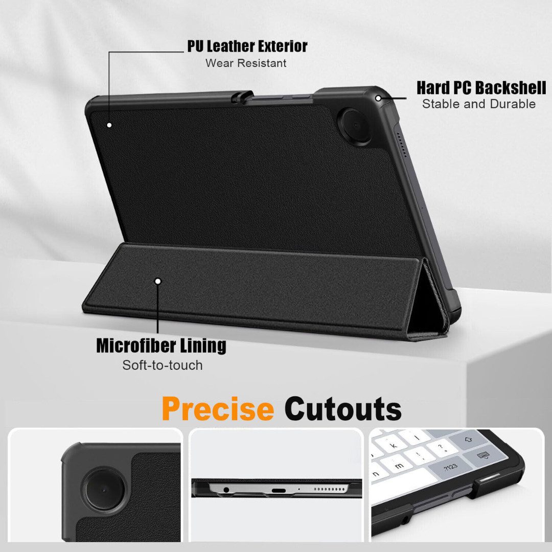 SmartUP Tablet-Hülle für Samsung Galaxy Tab A9 Klapphülle Tasche Case Cover Schutzglas 9H 8,7 Zoll, integrierte Standfunktion, integrierter Magnetverschluss – Bild 4 von 5