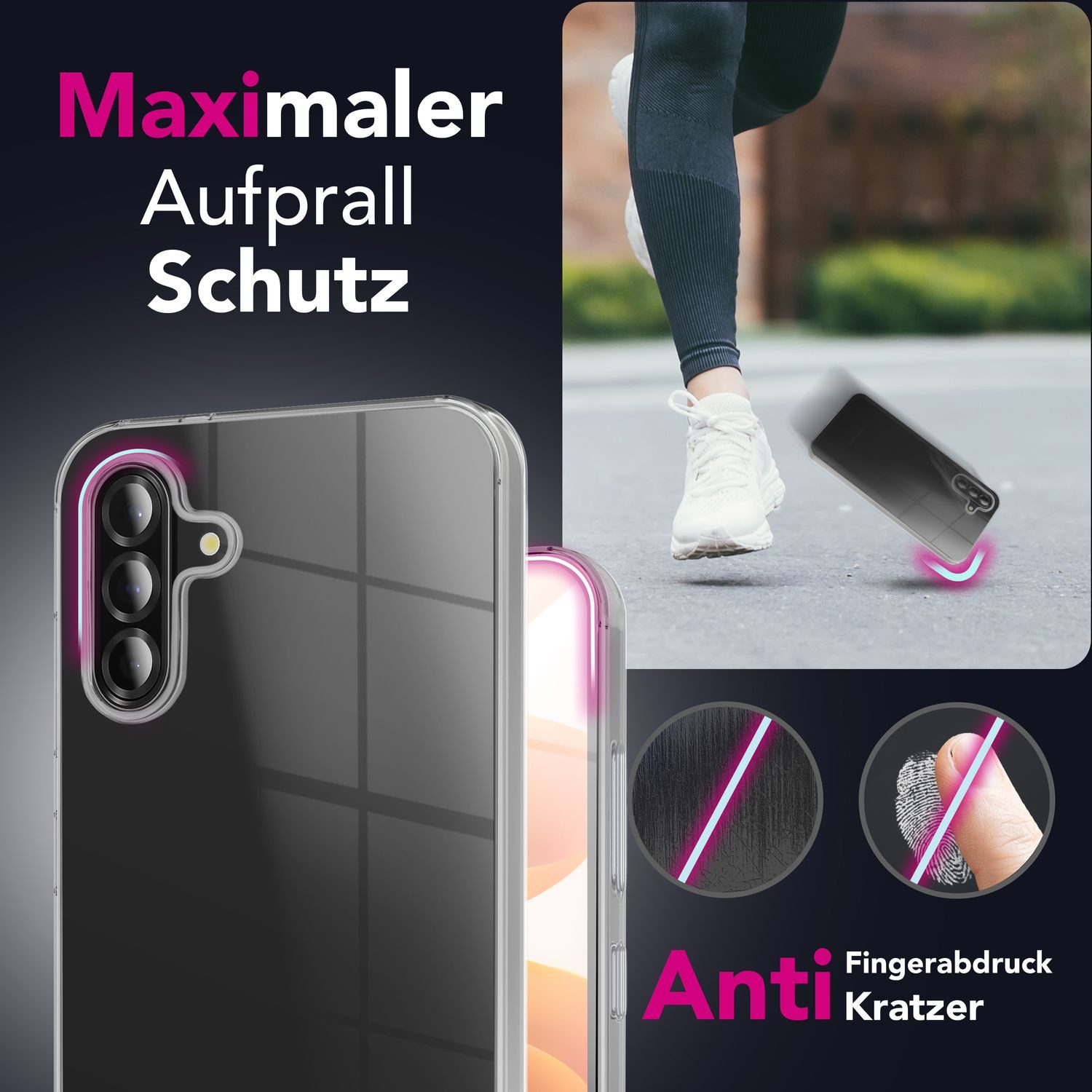 Nalia Smartphone-Hülle Samsung Galaxy A36 Samsung Galaxy A56 17 cm (6,7 Zoll), GLAZE Case - Transparentes Silikon, Anti-Watermark & Schlank