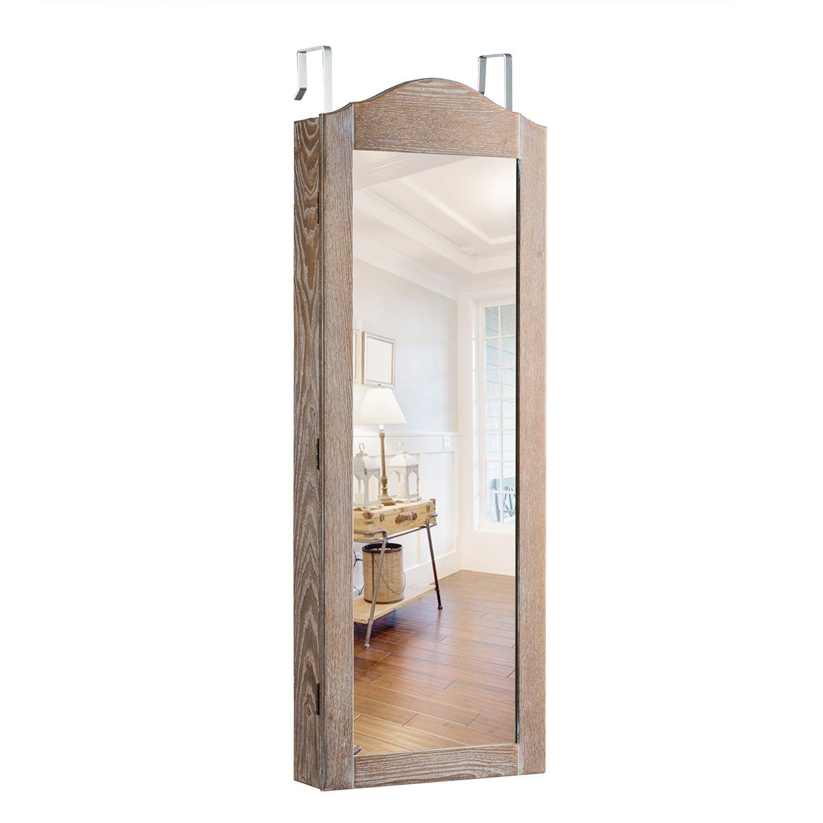 COSTWAY Schmuckschrank mit Spiegel, zum Aufhängen an Wand oder Tür