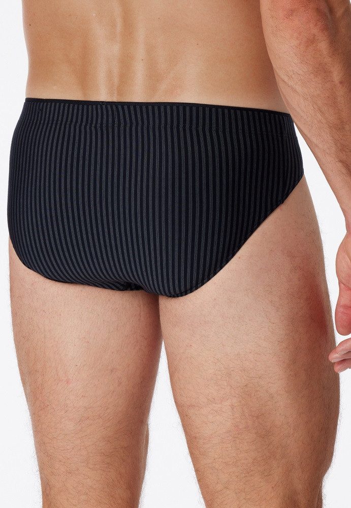 Schiesser Slip Supermini Long Life Soft 174645 (Schlüpfer) blau/schwarz gestreift