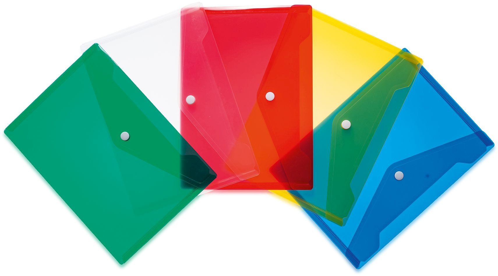 Fächermappe Brieftaschen A5 PP Standardfarben sortiert VE=5 Stück (32 Stück)