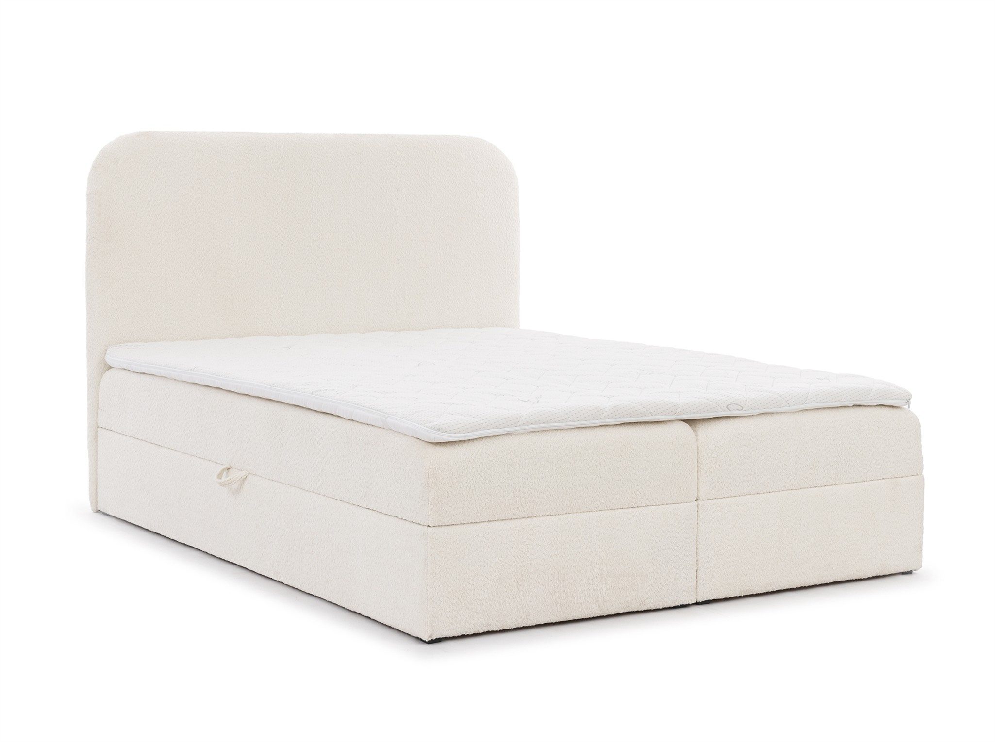 Fun Möbel Boxbett Schlafzimmerbett BINETA Überlänge Stoff Coral, inkl. Bettkasten und Topper
