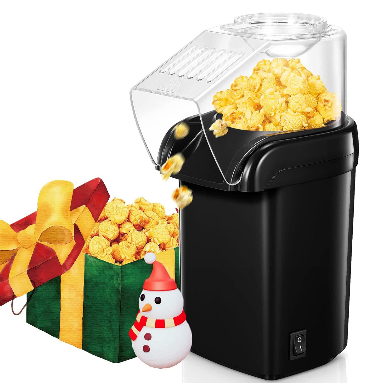 FOHERE Popcornmaschine 1200W HeißLuft Popcorn Maker, Inkl. MesslöFfel FüR Mais, 98% Pop-Rate, ölfrei und fettfrei