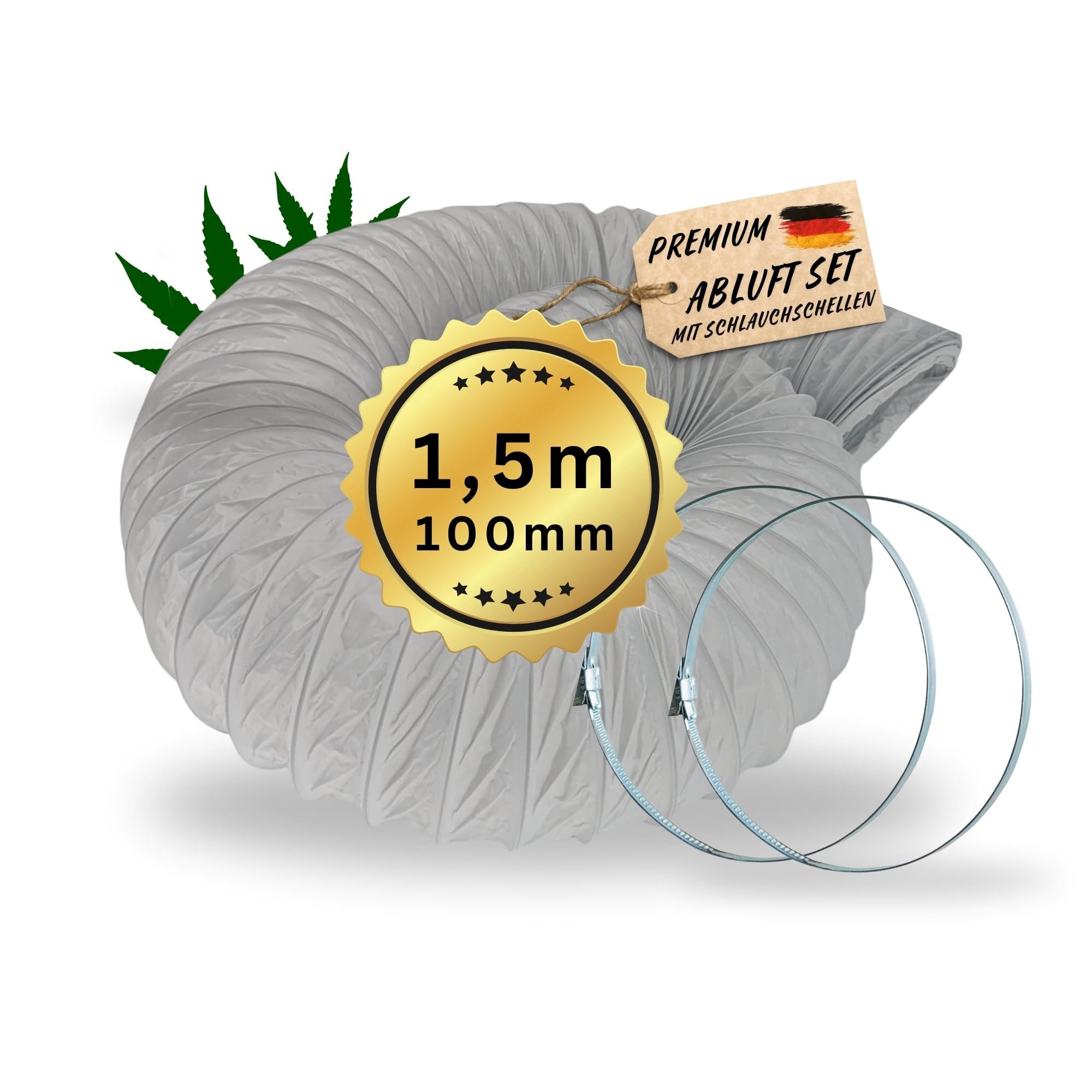 TronicXL Spiralschlauch 100mm 1,5m Abluftschlauch für Growbox Homebox Grow Schlauch Abluft Set, (1 St)