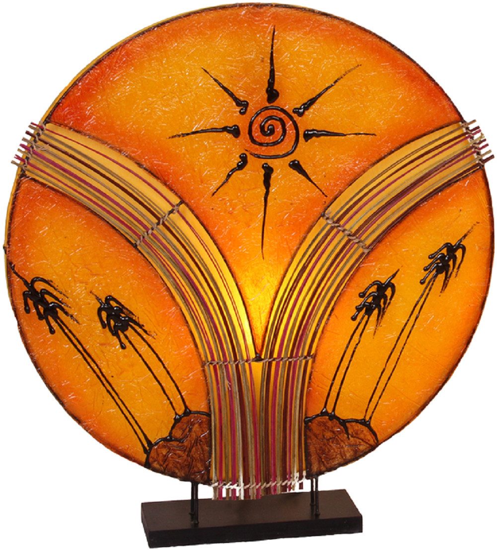 WORU Nachttischlampe Tischlampe Naomi Metall Resin Sonne Palmen ca. 35 cm