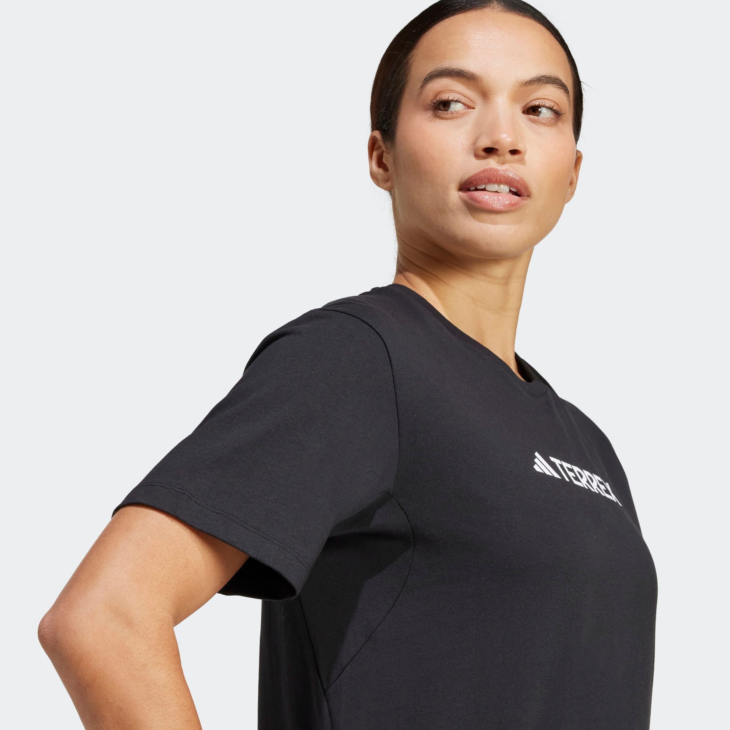 adidas TERREX Funktionsshirt W TX LOGO TEE für Sportmode und Outdoormode, mit Kurzarmdesign, ohne Verschluss