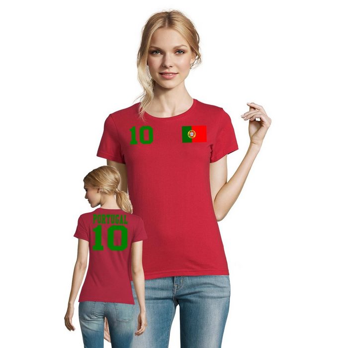 Blondie & Brownie T-Shirt Damen Portugal Sport Trikot Fußball Weltmeister WM Europa EM