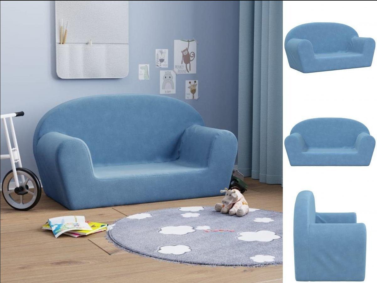 DOTMALL Kindersofa 2-Sitzer Kindersofa Blau Weicher Stretch Bequem Plüsch