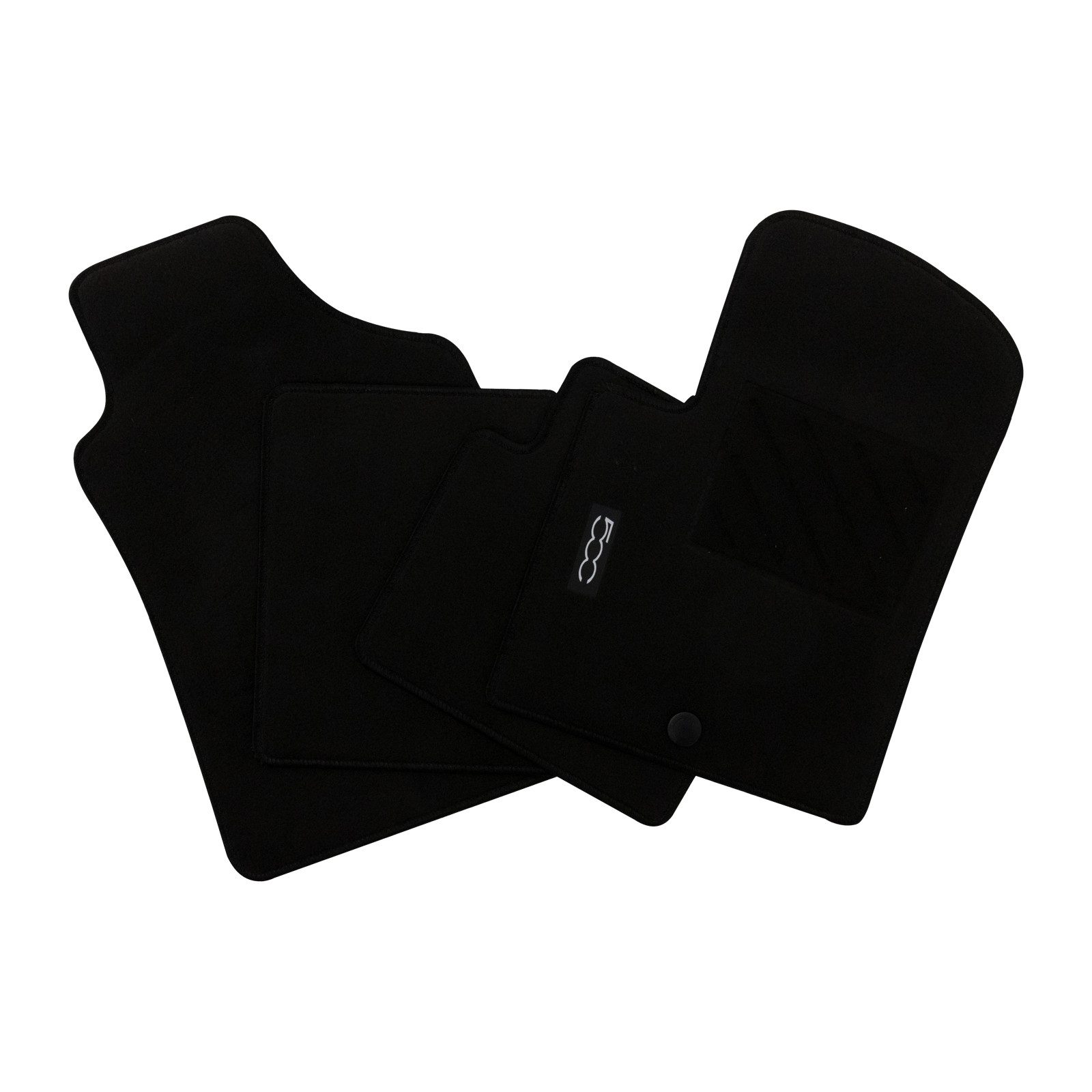 FIAT Auto-Fußmatte Original Fiat Fußmatten 4er Velour Set 500 Logo 71807922, für Fiat 500, farblich abgesetztes 500 Logo