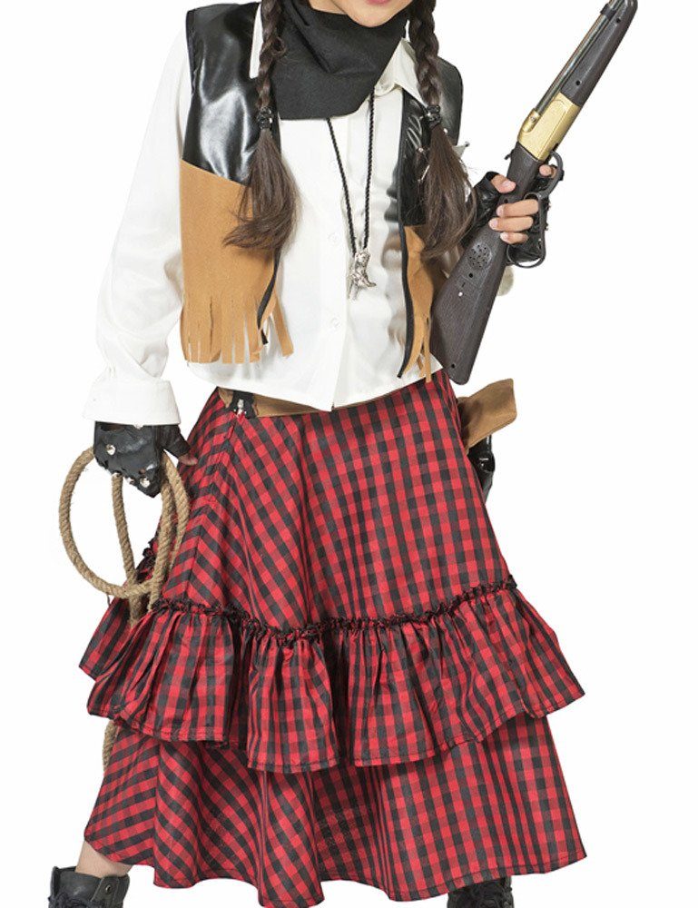 Funny Fashion Cowboy-Kostüm Cowgirl Kostüm "Austine" für Mädchen - Rot Schwarz, Western