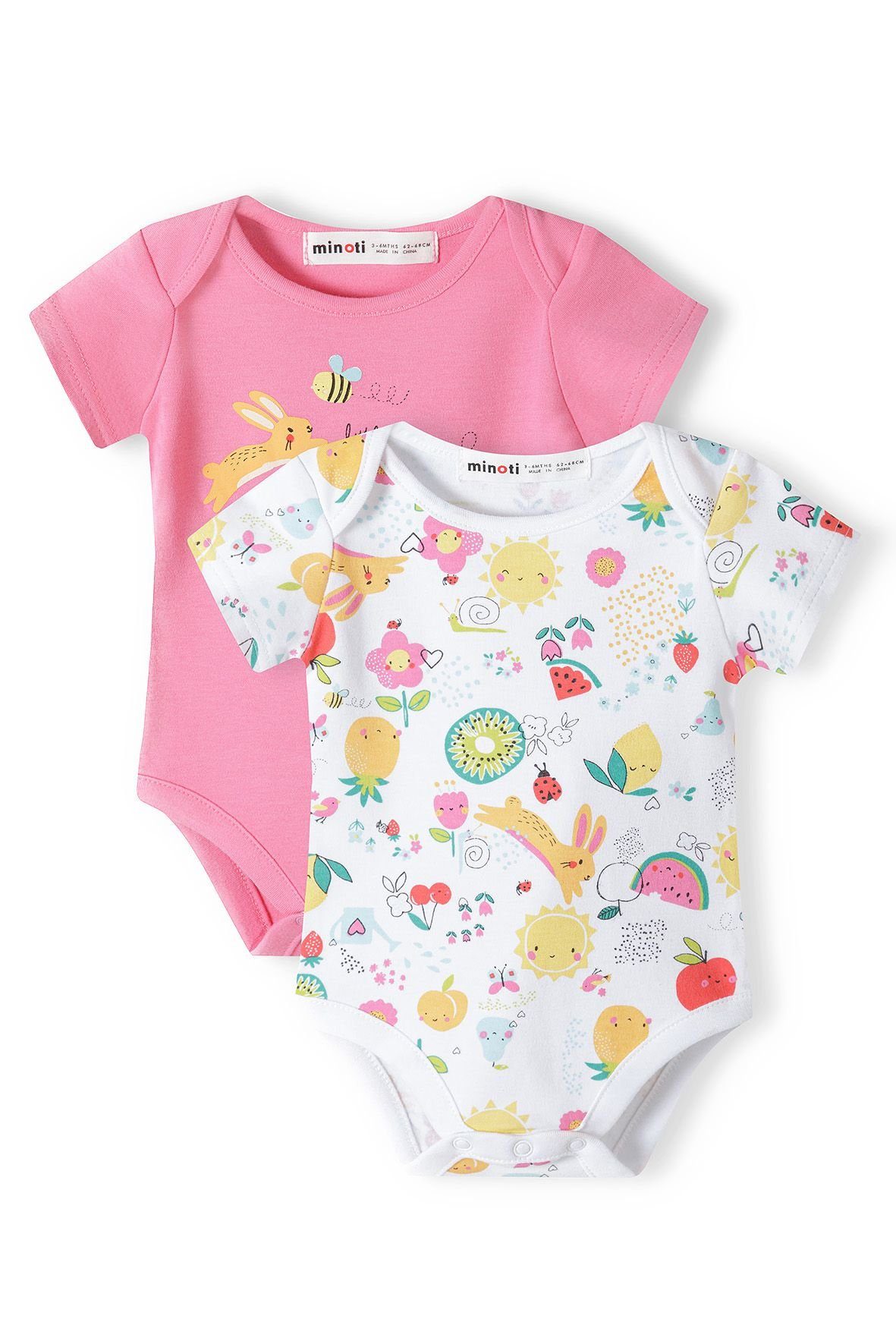 MINOTI Kurzarmbody 2-Pack Body (0-12m) Rosa