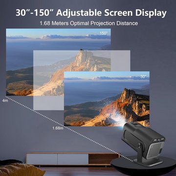 LQWELL Mini Native 1080P 4K Heimkino unterstützt WiFi 6 Portabler Projektor (1920 x 1080 px, 150-Zoll-Display für Phone/PC/Lap/Xbox/Stick (Kein Android OS)