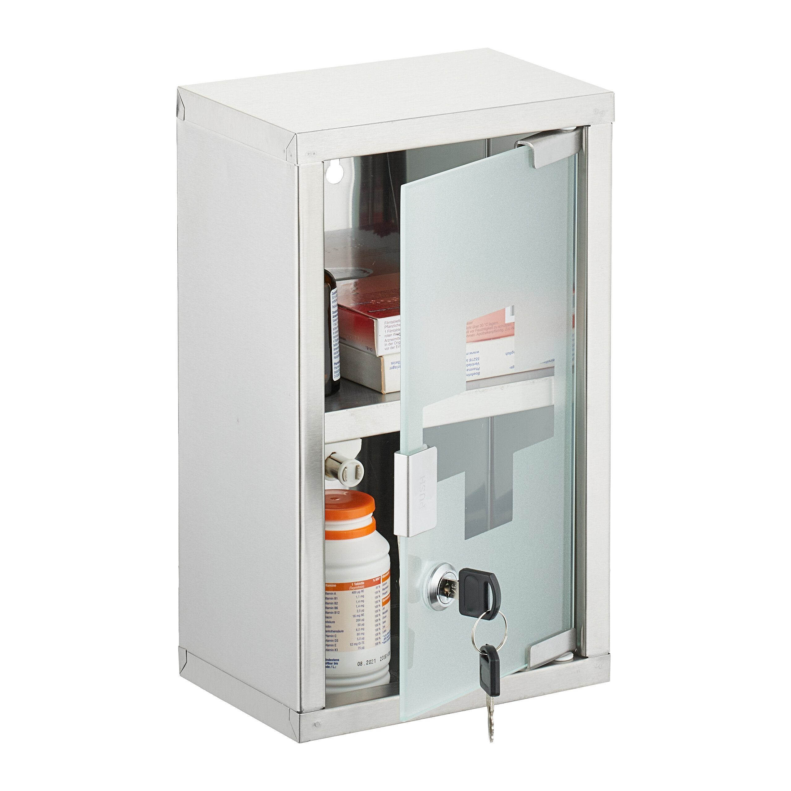 relaxdays Medizinschrank Abschließbarer Medizinschrank Edelstahl günstig online kaufen