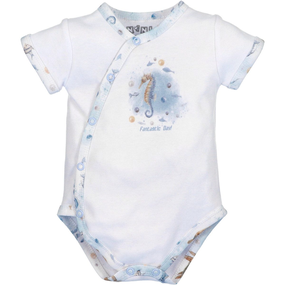 NINI Kurzarmwickelbody Meerestiere Unisex Kinder (1-tlg) Body, Kurzarmbody, Wickelbody, Mädchenbody, Einteiler