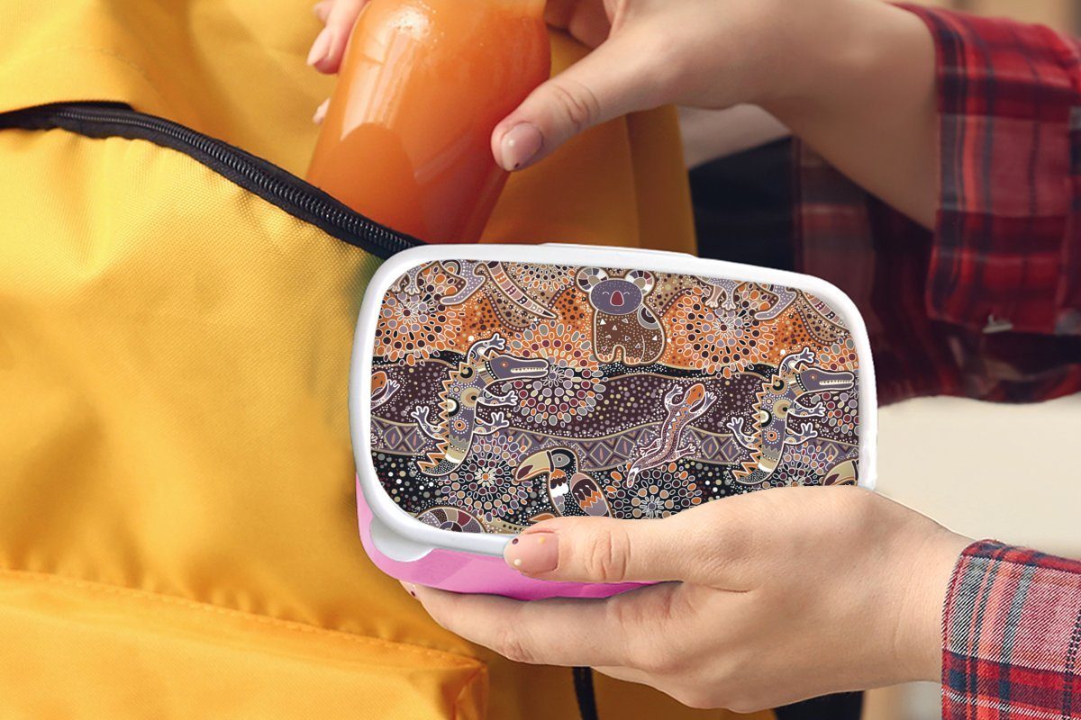Brotbox Brotdose Kinder, - Kunststoff Snackbox, - Tiere - MuchoWow Lunchbox Koala Mädchen, rosa Kunststoff, (2-tlg), für Erwachsene, Muster Australien,