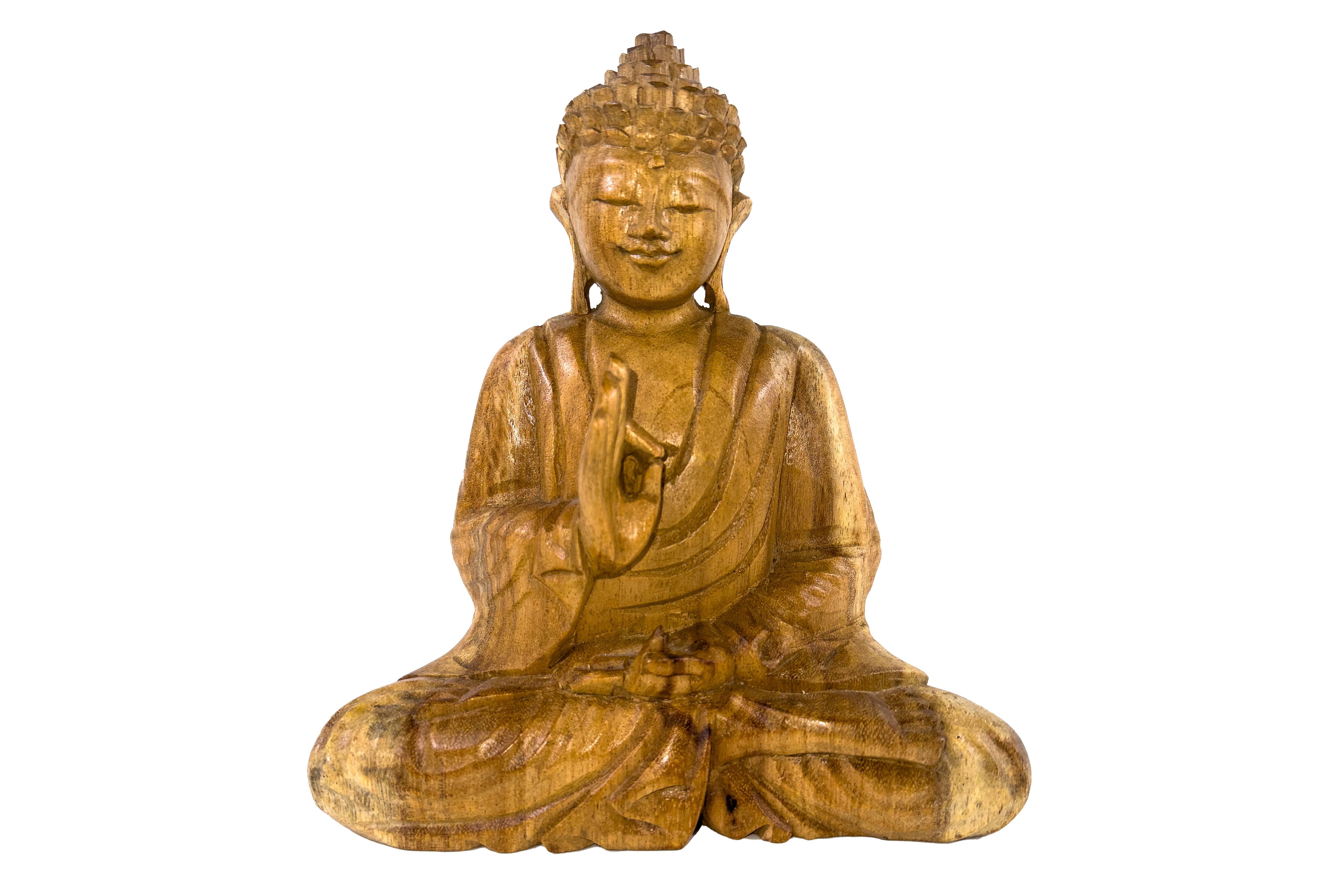 WORU Buddhafigur Buddha Figur mit erhobener Hand aus Soar Holz handgeschnitzt aus Bali