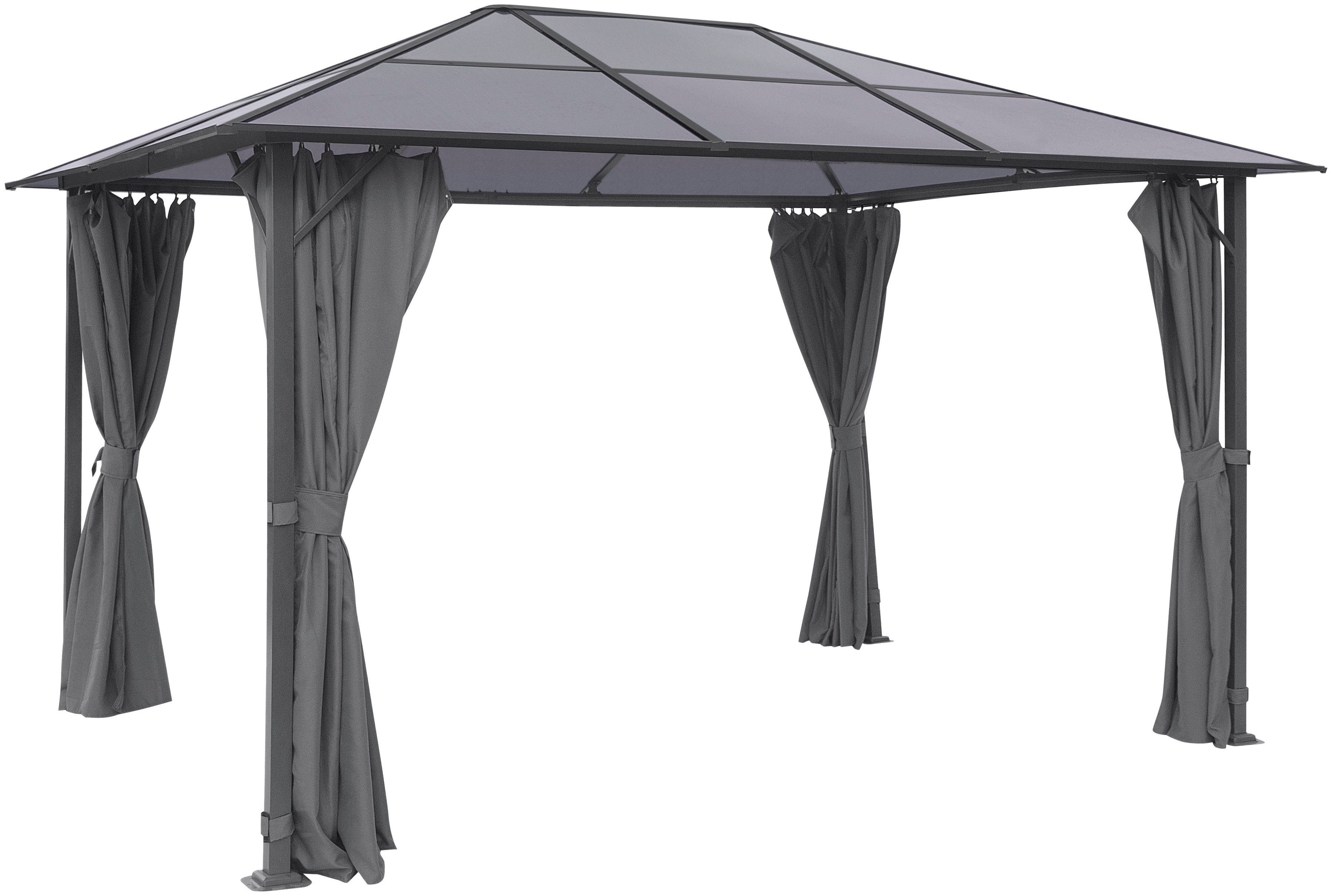 KONIFERA Pavillon Malaga, mit 4 Seitenteilen, BxT: 300x400 cm, Stahlgestell, Polycarbonat-Dachplatten