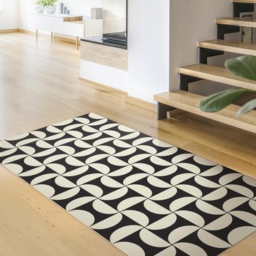 Läufer Teppich Vinyl Flur Küche Fliesen Muster funktional lang modern, Bilderdepot24, Läufer - schwarz glatt