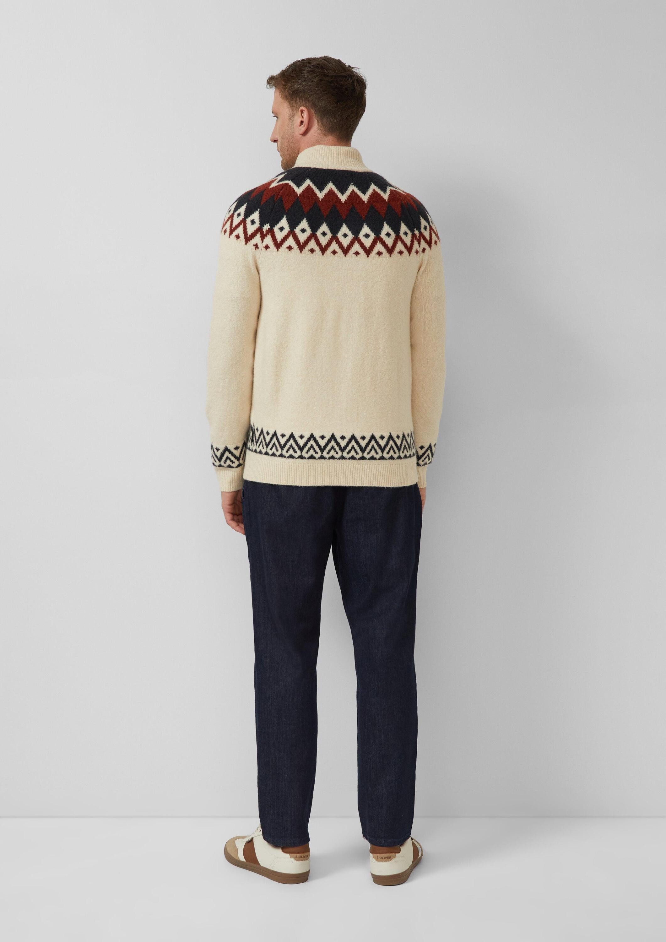 s.Oliver Cardigan Strickjacke Strickjacke aus Wollmix im Norweger-Stil