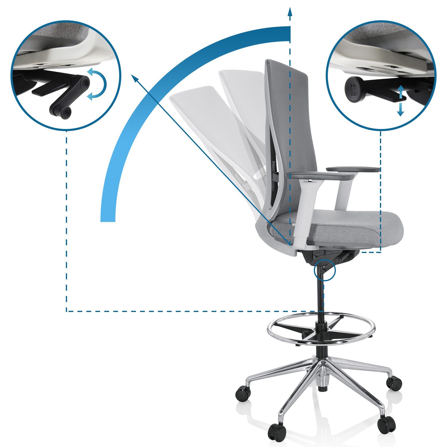 hjh OFFICE Drehstuhl Counterstuhl HALIFAX WORK Stoff / Netzstoff (1 St), Ar günstig online kaufen