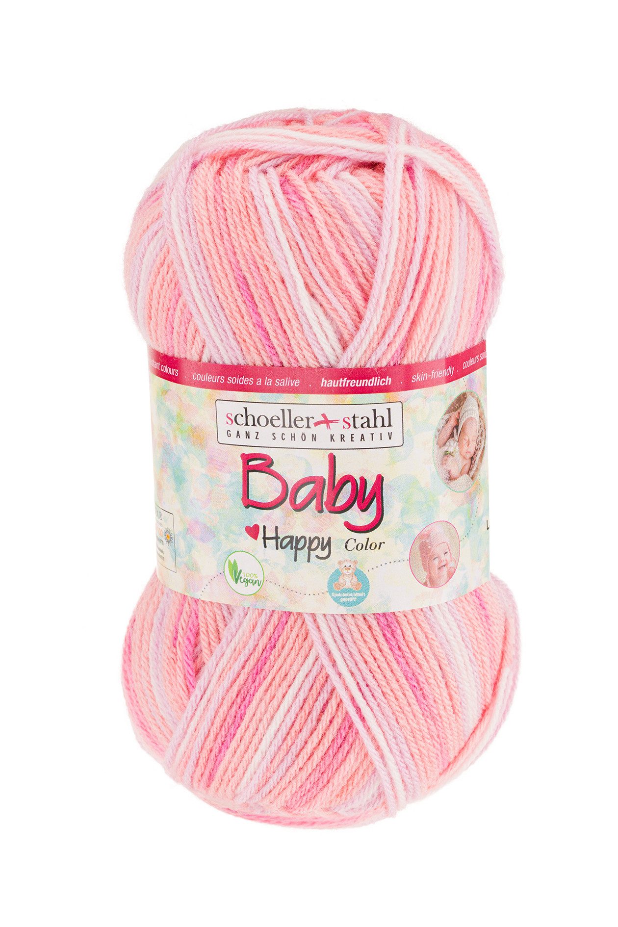 Schoeller + Stahl Baby Happy Color Häkelwolle, 185 m, wunderbar weiches, pflegeleichtes Garn mit fröhlichen Farbakzenten