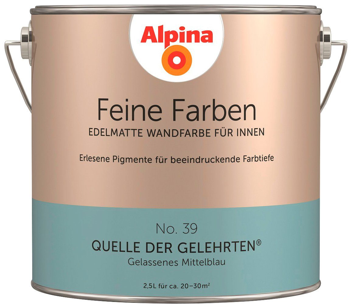 Alpina Wand- und Deckenfarbe Feine Farben No. 39 Quelle der Gelehrten, Gelassenes Mittelblau, edelmatt, 2,5 Liter Quelle der Gelehrten No. 39