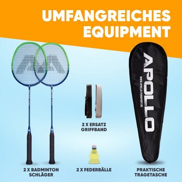 Apollo Badmintonschläger Badminton Set Badminton Match Pro 800, (Set, inkl. 2 Bällen und Tragetasche), inkl. 2 Bällen und Tragetasche