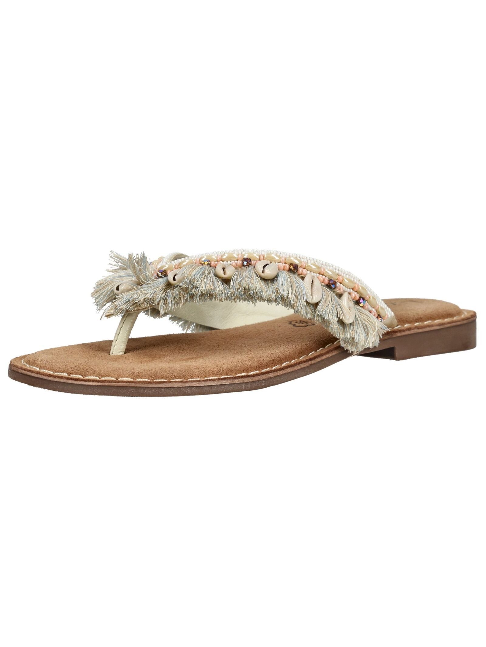 Lazamani Lazamani Pantoletten Leder/Textil Zehentrenner