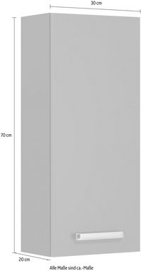 Saphir Hängeschrank Quickset Wand-Badschrank 25 cm breit mit 1 Tür und 2 Einlegeböden Badezimmer-Hängeschrank inkl. Türdämpfer, Griffe in Chrom Glanz