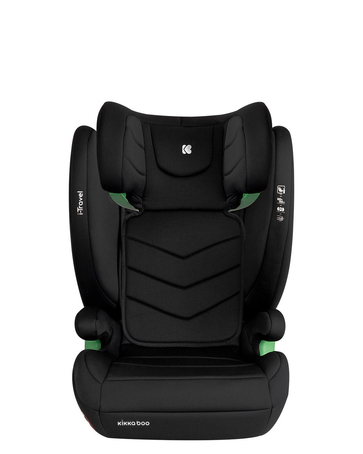 Kikkaboo Kindersitzerhöhung cm) schwarz Isofix, i-Size, (100-150 kg, 36 Kindersitz i-Travel, Kopfstütze verstellbar bis