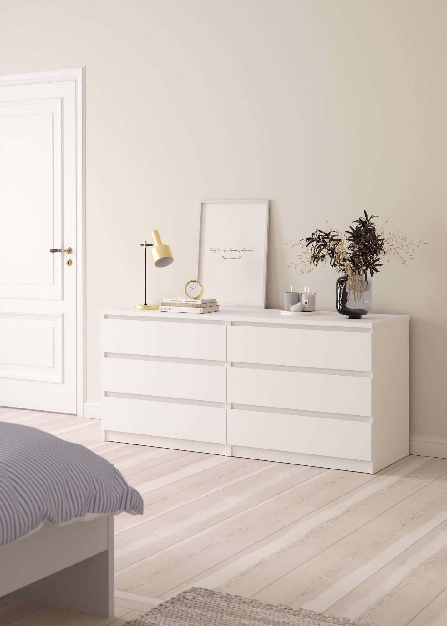 INOSIGN Kommode Naia, Aufbewahrung, 6 Schubladen, Hochglanz-Optik, grifflose Front, Modern, skandinavisches Design, in mehrere Farben, Metallgleiter