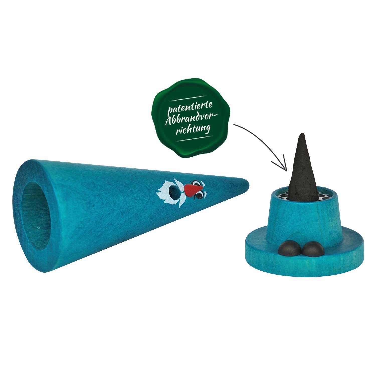 Crottendorfer Räuchermännchen Räucherkerzen Set Ziegenbein Waldi Winter + Wintertraum 24 Kegel, (2 St), Original Erzgebirge Holzkunst, 13cm hoch
