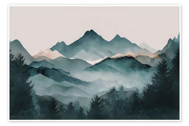 Posterlounge Poster Andrea Haase, Misty Mountains, Boho Malerei