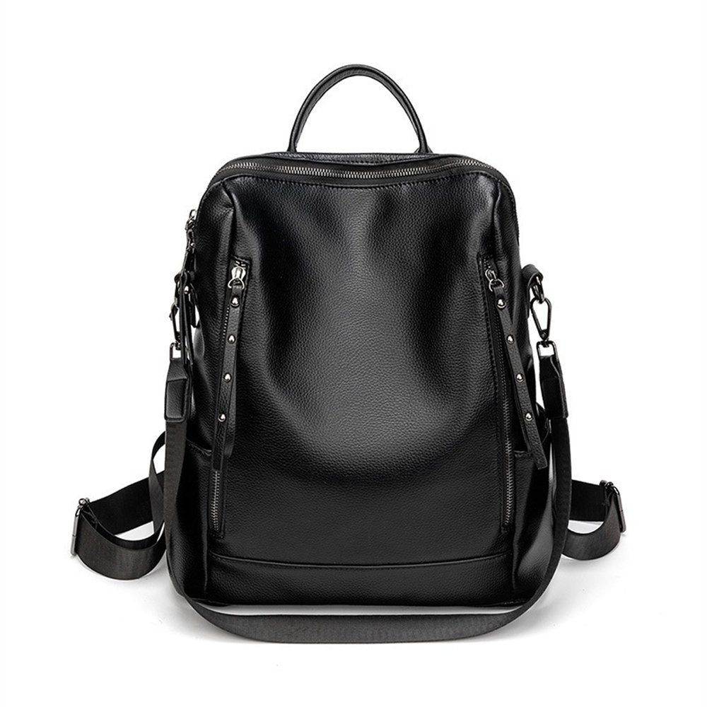 Rouemi Freizeitrucksack Neue Frauentasche Casual Travel Backpack Umhängetasche, Mode Schwarz