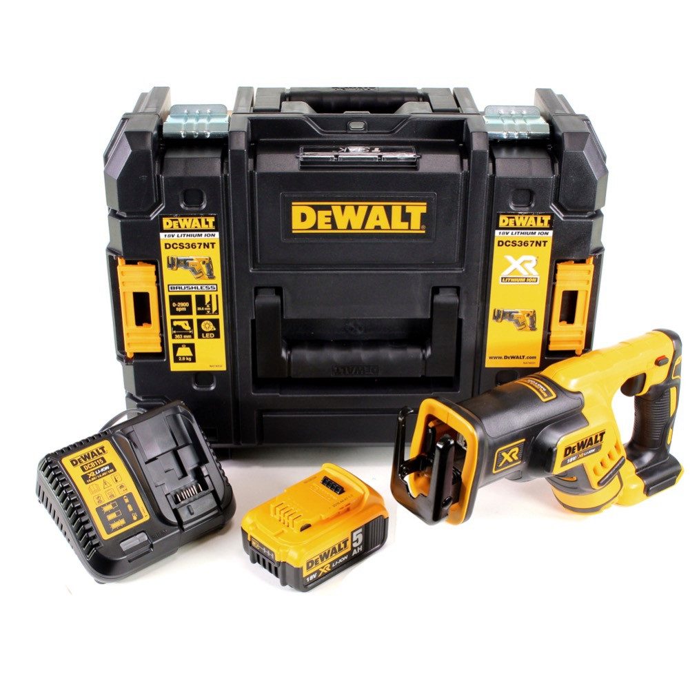 DeWalt Akku-Reciprosäge DCS 367 P1 Akku Säbelsäge 18V Brushless + 1x Akku 5,0Ah + Ladegerät