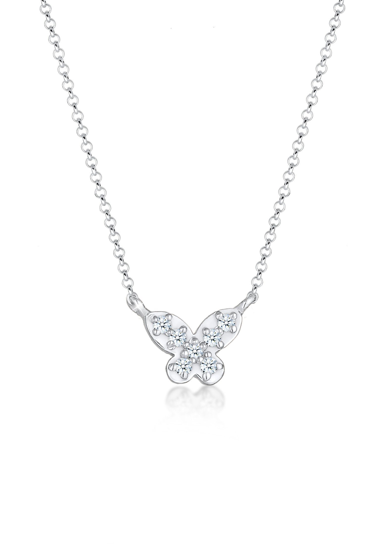Elli DIAMONDS Kette mit Anhänger Schmetterling Diamanten (0.11 ct) 925 Silber, Schmetterling